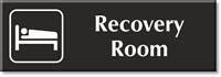 Recovery Room Engraved Sign, Patient On Bed Symbol