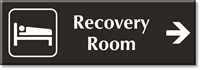 Recovery Room Engraved Sign with Right Arrow Symbol