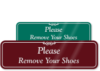 Please Remove Your Shoes Engraved Sign