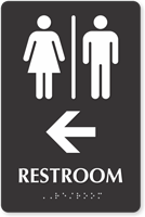 TactileTouch Braille Restroom Sign with Arrow
