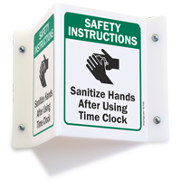 Sanitize Hands After Using Time Clock Projecting Sign