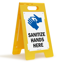 Sanitize Hands Here Floor Standing Sign
