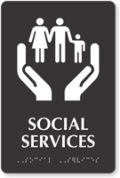Social Services Braille Hospital Sign