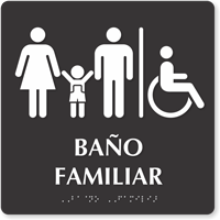Bano Familiar Spanish Braille Restroom Sign