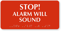 Stop Alarm Will Sound Tactile Touch Braille Sign