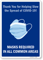 Thank You For Helping Slow The Spread Masks Required Sign