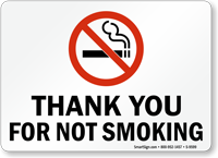 Thank You For Not Smoking Sign
