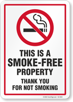 This Is A Smoke Free Property No Smoking Sign