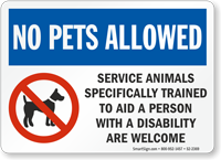 Trained Service Animals Are Welcome Sign