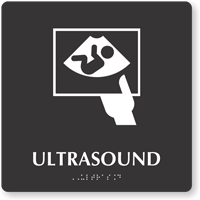 Ultrasound Braille Hospital Sign with Pregnancy Scan Symbol