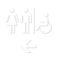 Restrooms Men Women Left Arrow Sign