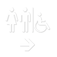 Restrooms Men Women Right Arrow Sign