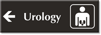 Urology Engraved Sign, Kidney and Left Arrow Symbol
