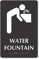 Water Fountain TactileTouch Braille Sign with Graphic