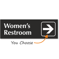 Womens Restroom Engraved Arrow Sign