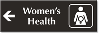 Women's Health Engraved Sign with Left Arrow Symbol