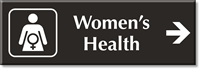 Women's Health Engraved Sign, Right Arrow Direction Symbol