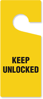 Keep Unlocked Plastic Door Knob Hanger Tag
