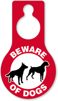 Beware Of Dogs Pear Shaped Hang Tag