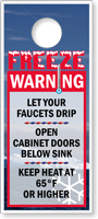 Freeze Warning Keep Heat 65° Door Hanger Tag