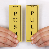 Push Gold DiamondPlate™ Door Sign
