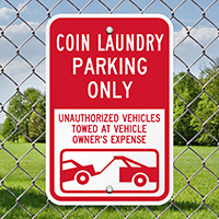 Coin Laundry Only Reserved Parking Signs