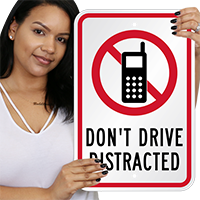 Don't Drive Distracted with Graphic Sign