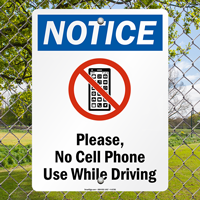 No Cell Phone Use While Driving Sign