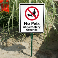 No Pets On Cemetery Grounds Sign & Kit