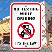 No Texting While Driving Law Sign