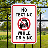 While Driving No Texting Sign