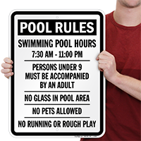 Swimming Pool Hours Signs