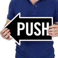 Push, Left Die-Cut Directional Signs