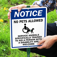 No Pets Disability Trained Service Animals Welcome Sign