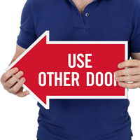 Use Other Door, Left Die-Cut Directional Signs