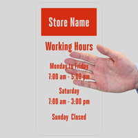 Custom Store Name and Working Hours, Single-Sided Label