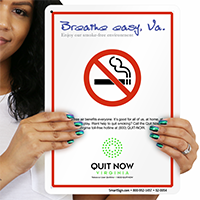 Breathe Easy, Enjoy Our Smoke-Free Environment Virginia Sign