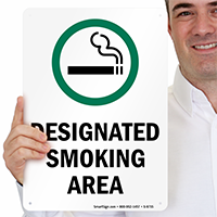 Designated Smoking Area with Cigarette Graphic Signs