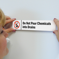 Do Not Pour Chemicals Into Drains Door Sign