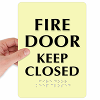 Glowing Fire Door Keep Closed Sign with Braille