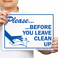 Housekeeping Clean Signs Label