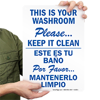 Bilingual Please Keep Washroom Clean Sign