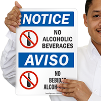 No Alcoholic Beverages Bilingual Sign