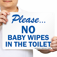 Please No Baby Wipes In Toilet Sign
