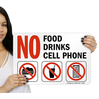 No Food Drinks Cell Phone Property Sign