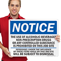 Notice No Alcohol Beverages Sign