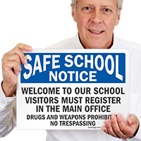 School Visitors Must Register In The Office Sign