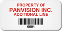 Asset Label, Property of Company Name with Barcode