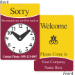 2-Sided Customizable Be Back Clock Sign