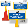 Notice No Floats In Pool Or Pool Area ConeBoss Pool Sign